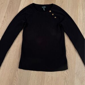 Ralph Lauren Women’s ribbed long sleeve top with gold buttons